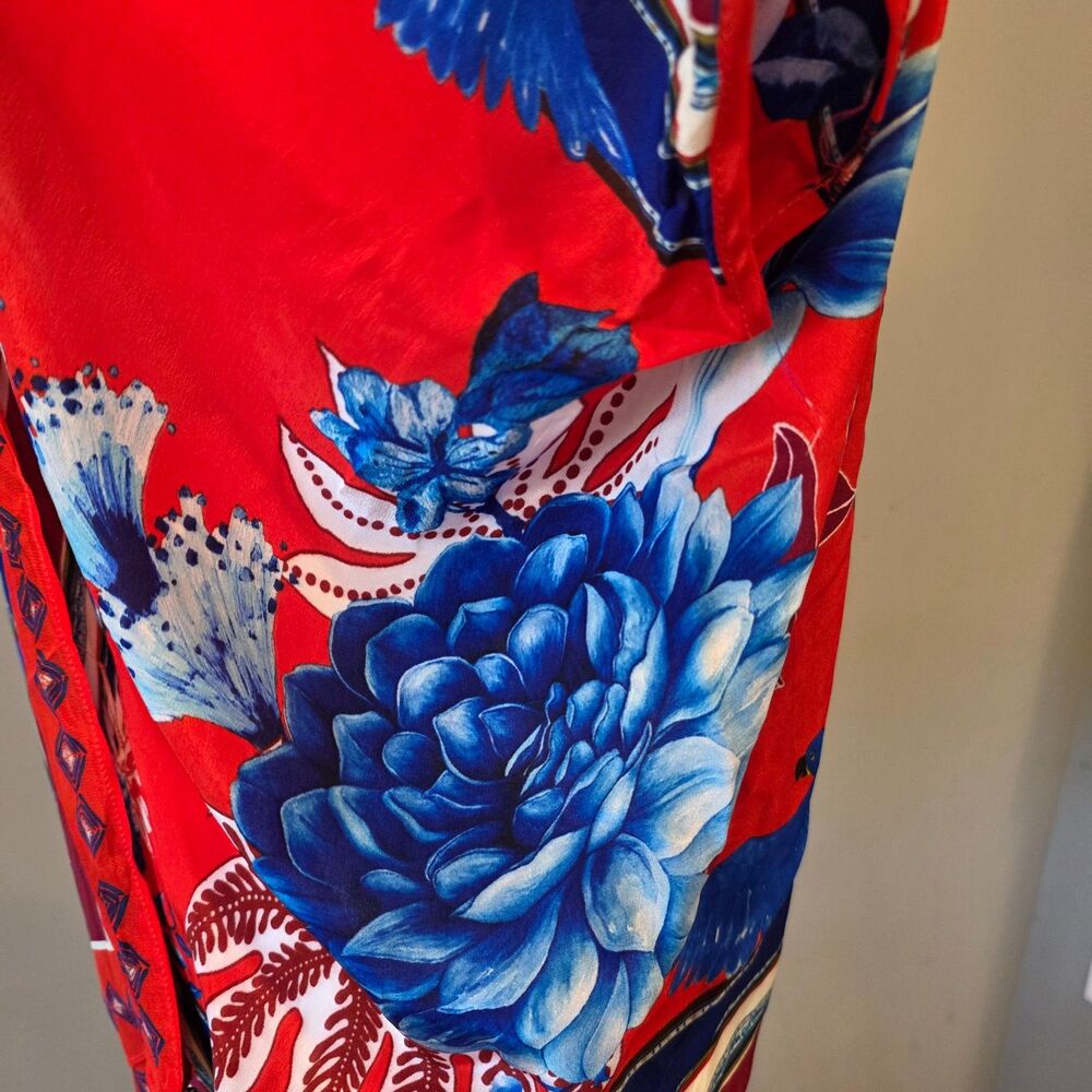 Farm Rio Macaw Scarf Top Sz Sm. Luxe Boho Resort Tropical Jungle - Picture 6 of 8